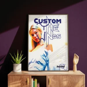 Plakat AI 'Custom The Wings' — Abstrakcja w Chłodnych Tonach
